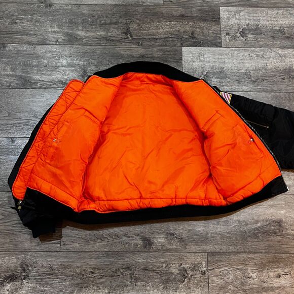 Vintage Army MA-1 Flight Black Intermediate Bomber Jacket Reversible Mens Sz XL - Picture 2 of 9